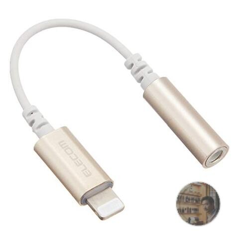 ELECOM Lightning to 3.5mm Audio Adapter Cable Gold MFi Certified with Mic New