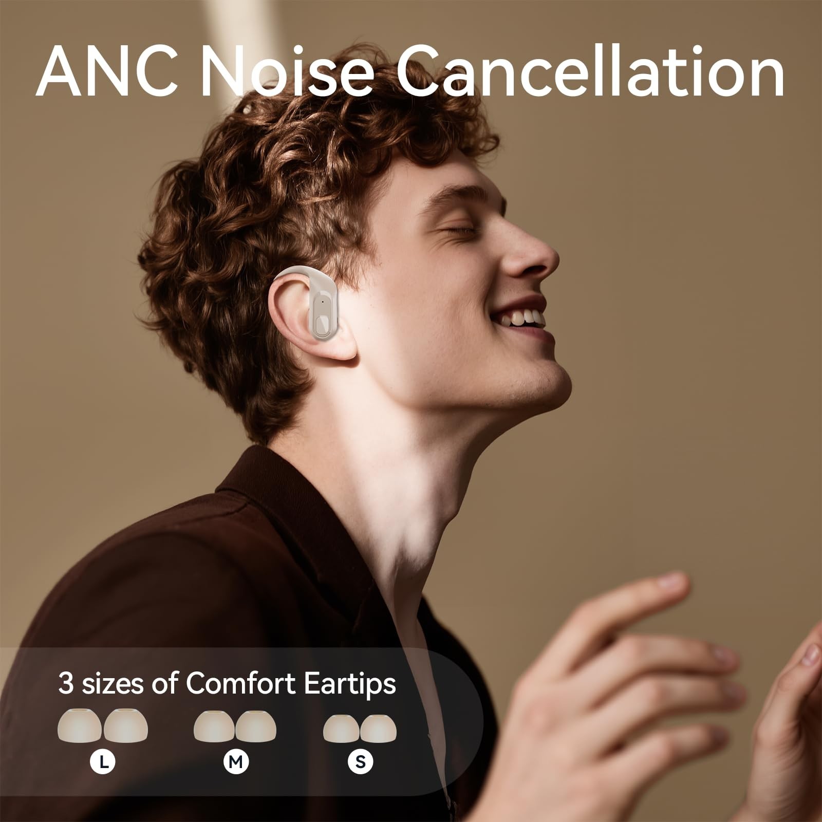 Active Noise Cancelling Wireless Earbuds, Bluetooth Headphones, 96Hrs Playback,