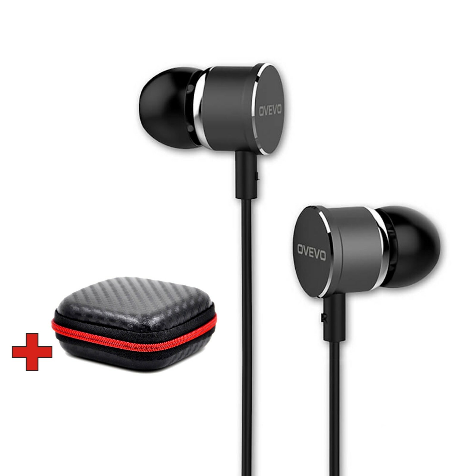 Mega Bass OVEVO S8 Premium In-Ear Earphone Headset Mic Hardcase Black White