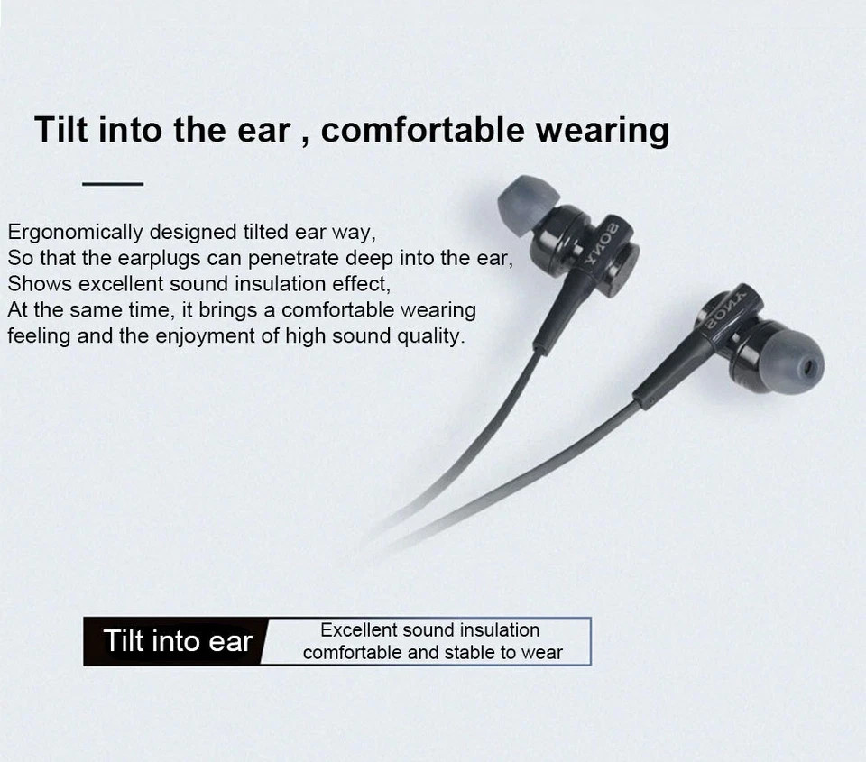 For SONY MDR-XB75AP Bass Booster In-Ear Headphones with In-Line Mic Black