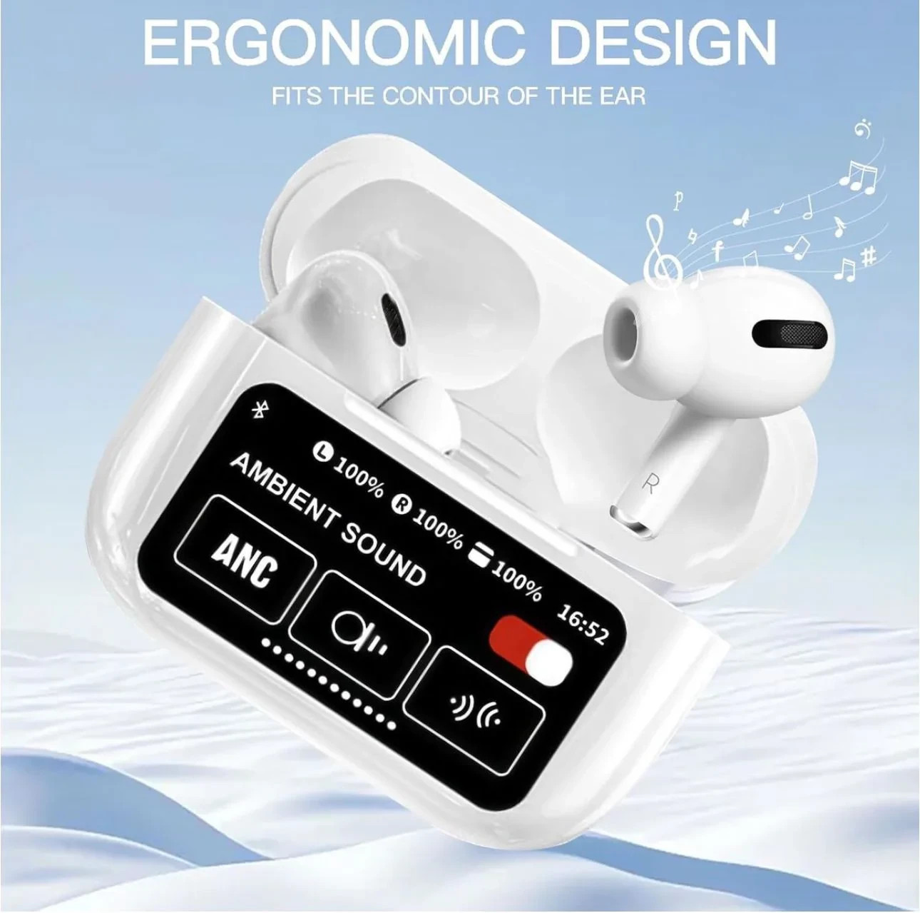 ANC/ENC Double Dark Noise Reduction Wireless Earbuds, Pro 2Y Touch Screen -NEW!