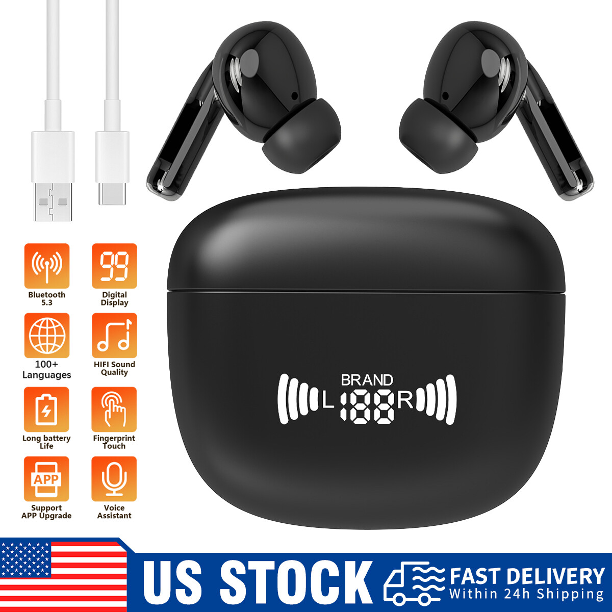 A8 Smart Translation Earbuds 100+ Languages Instant Translated Voice Translator