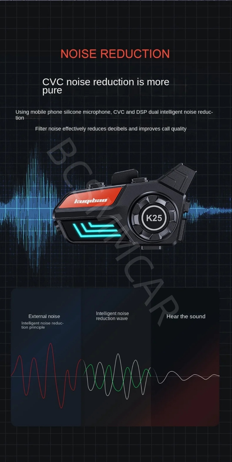 Helmet Wireless Bluetooth Headset MP3 Player Earphone Waterproof For Motorcycle