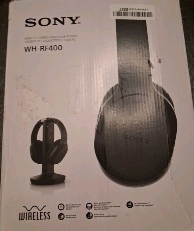 Sony WH RF400 Wireless Stereo Headphones with Transmitter Base