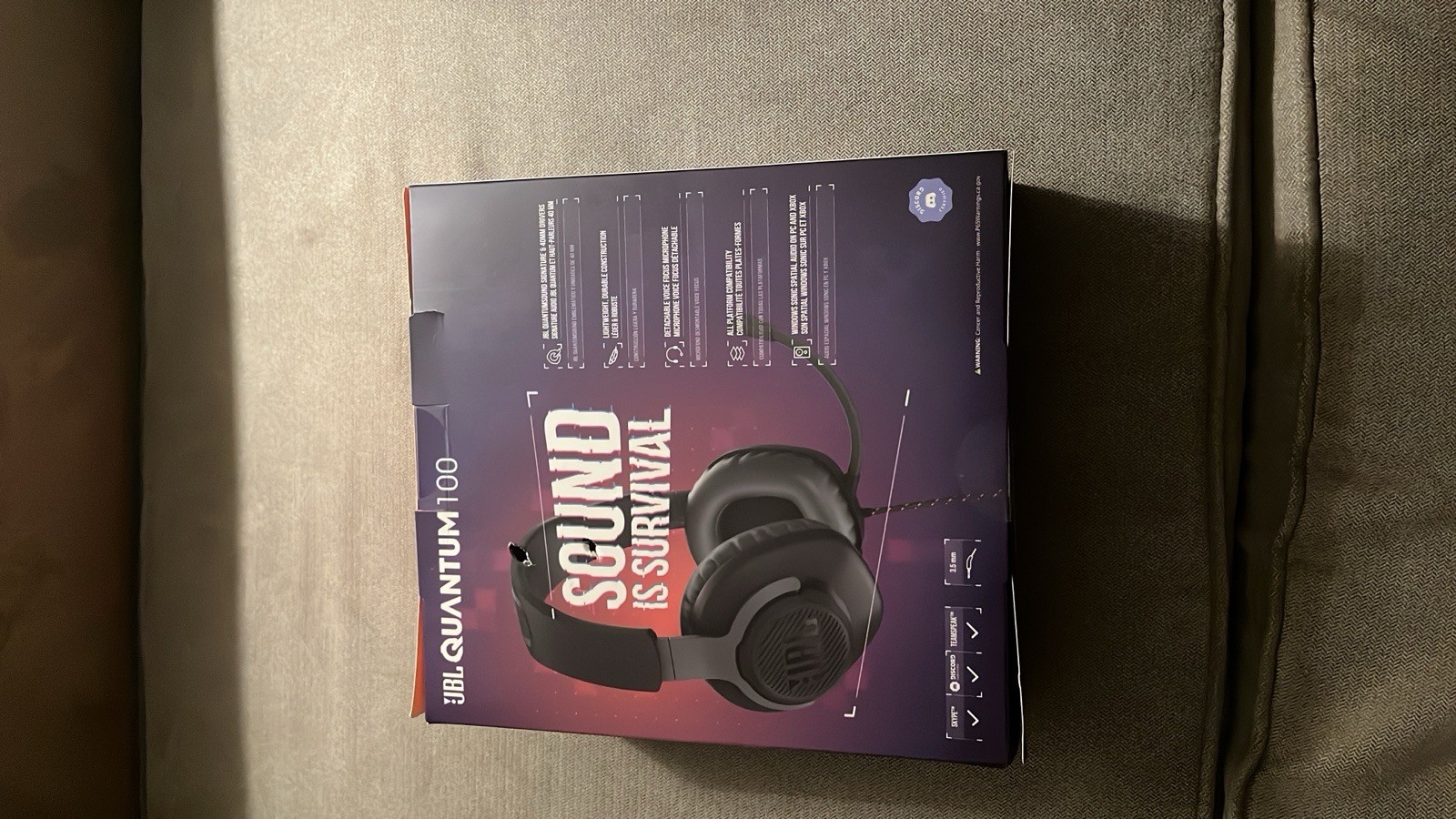 JBL Quantum 100 Gaming Headset Wired Over-Ear Black 3.5mm Mic Detachable Cable