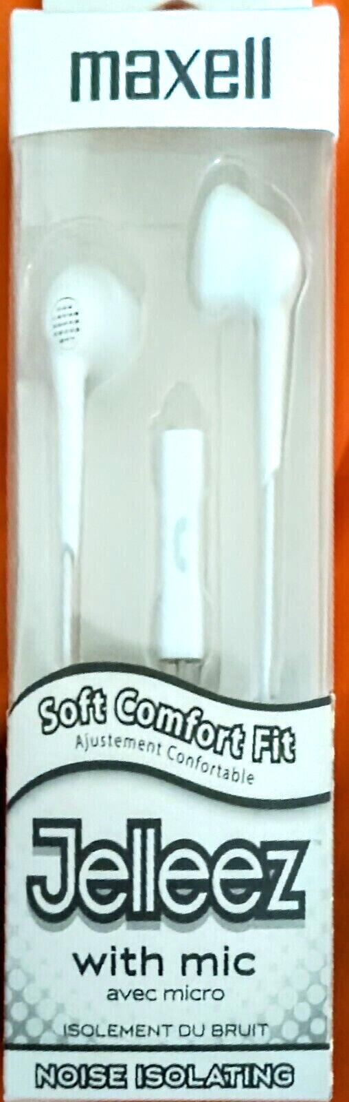 Maxell Jelleez Earset – Earbud with Mic -Noise Isolating – White – NEW