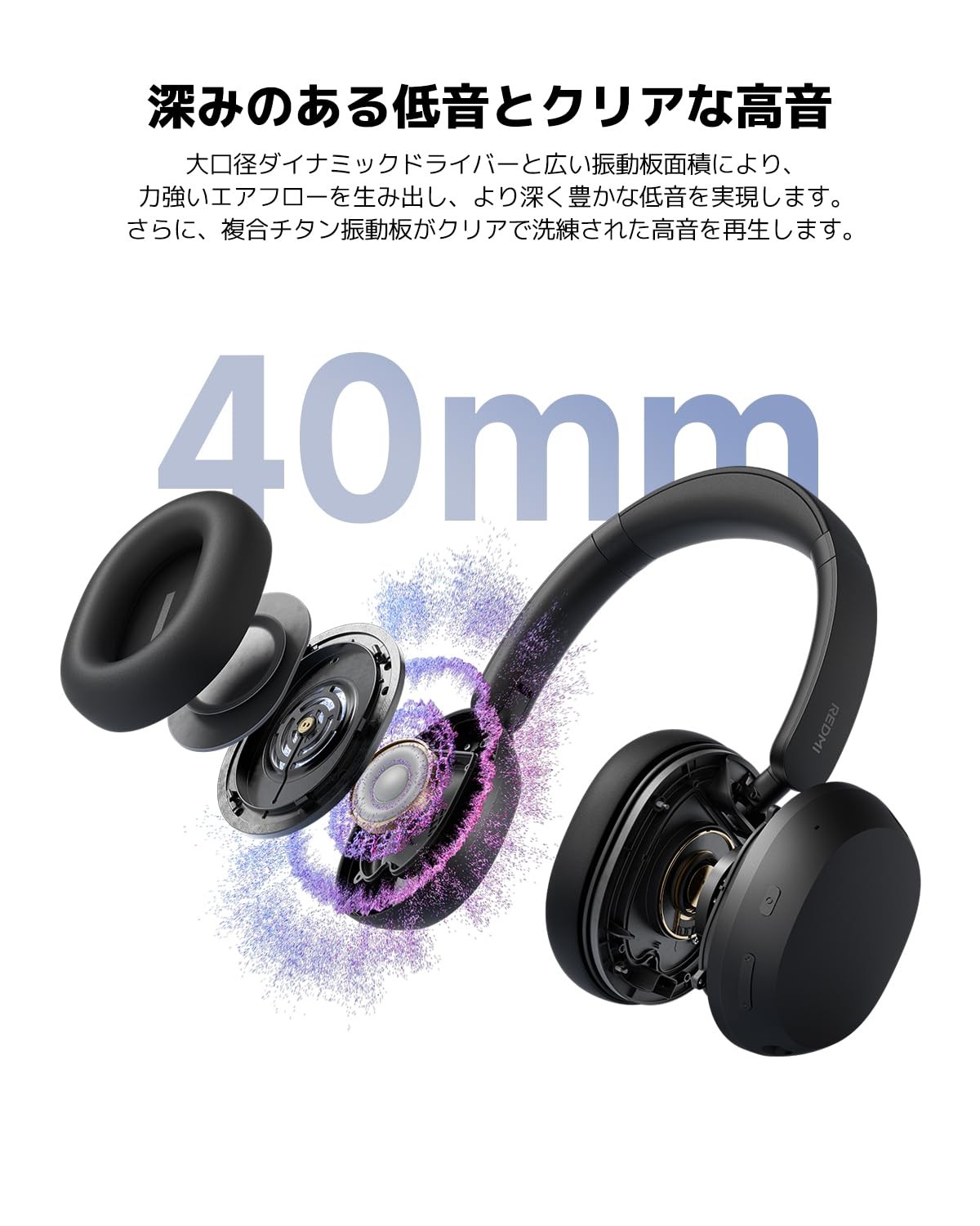 Xiaomi Redmi Headphones Neo Black ANC Hi-Res Multipoint Wireless & Wired BT 5.4