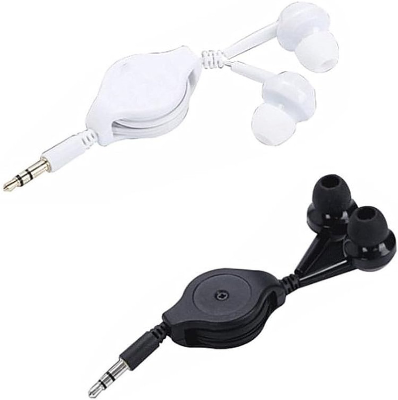 2 Pack Retractable Earbuds Wired Earphone Portable 3.5Mm Plug Stereo In-Ear Head