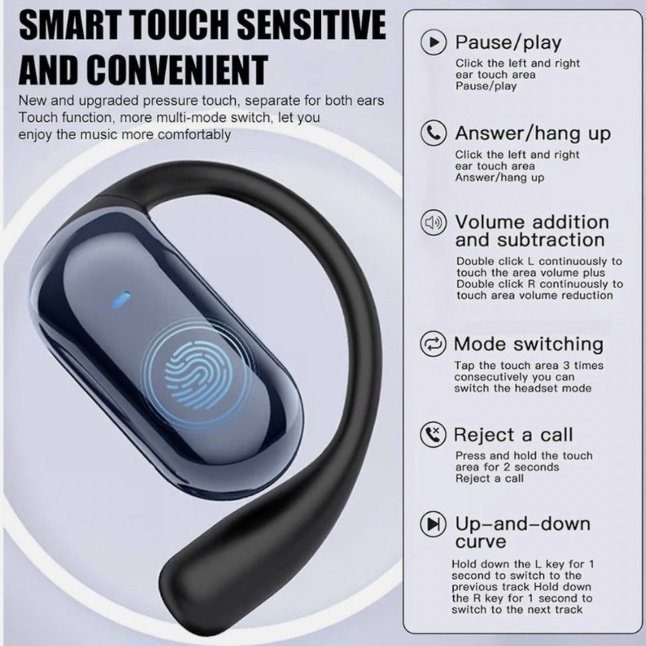 Raycon Open Earbuds Open-Ear Ear-Hook Bluetooth Multipoint Mic Purple