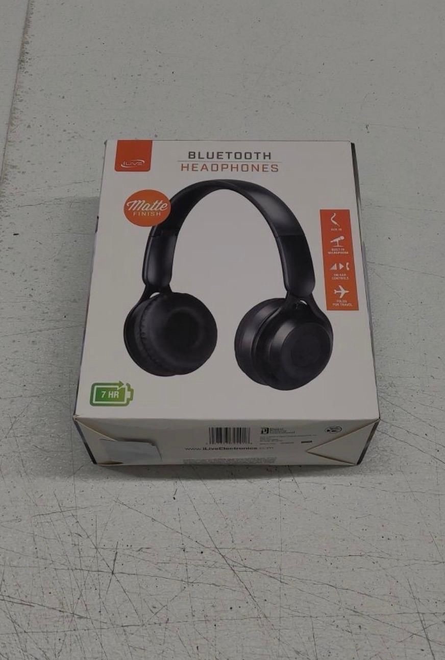 iLive IAHB48MB Bluetooth Over-The-Ear Headphones w/Microphone (Matte Black), New