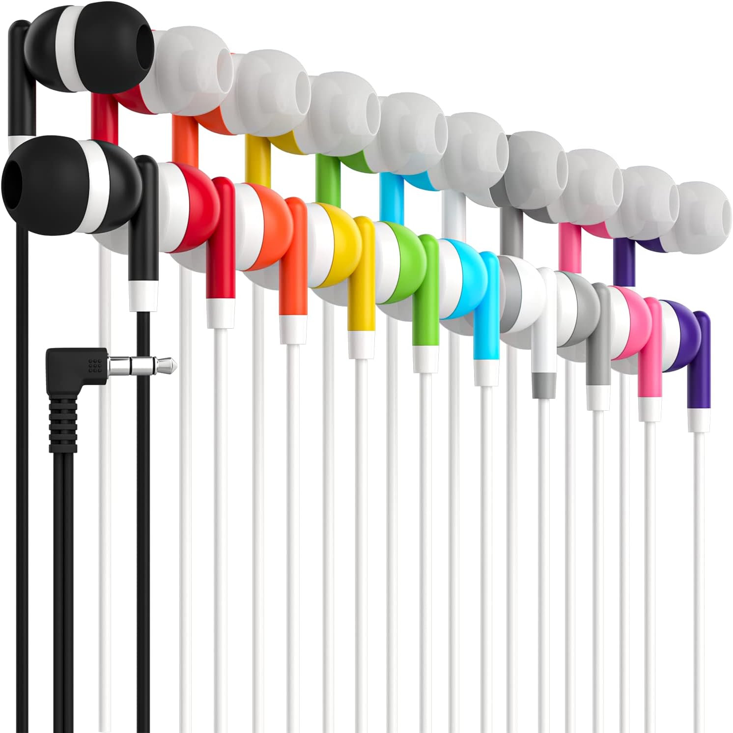 10 Pack Bulk Earbuds with 3.5mm Plug – Multi Color Bundle