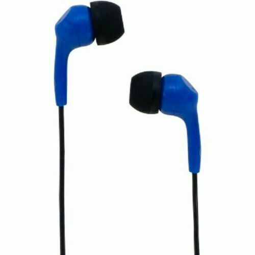 ONN Stereo Headset Smartphone Lightweight Earbuds Headphones Rubber Tips Blue