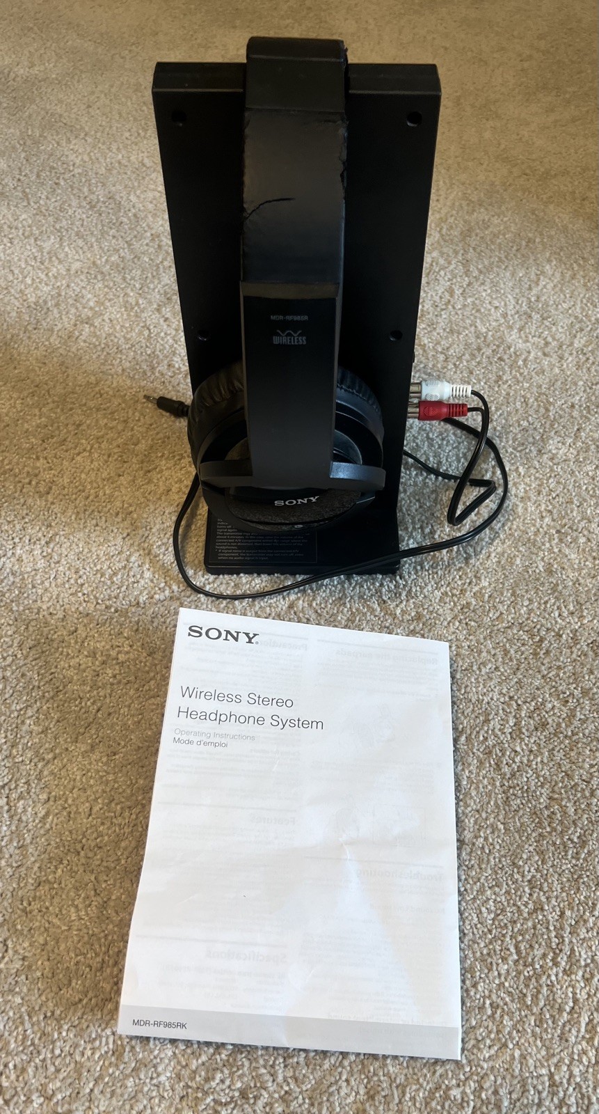 SONY Wireless Headphones MDR-RF985RK & Transmitter Base TMR-RF985R – not tested