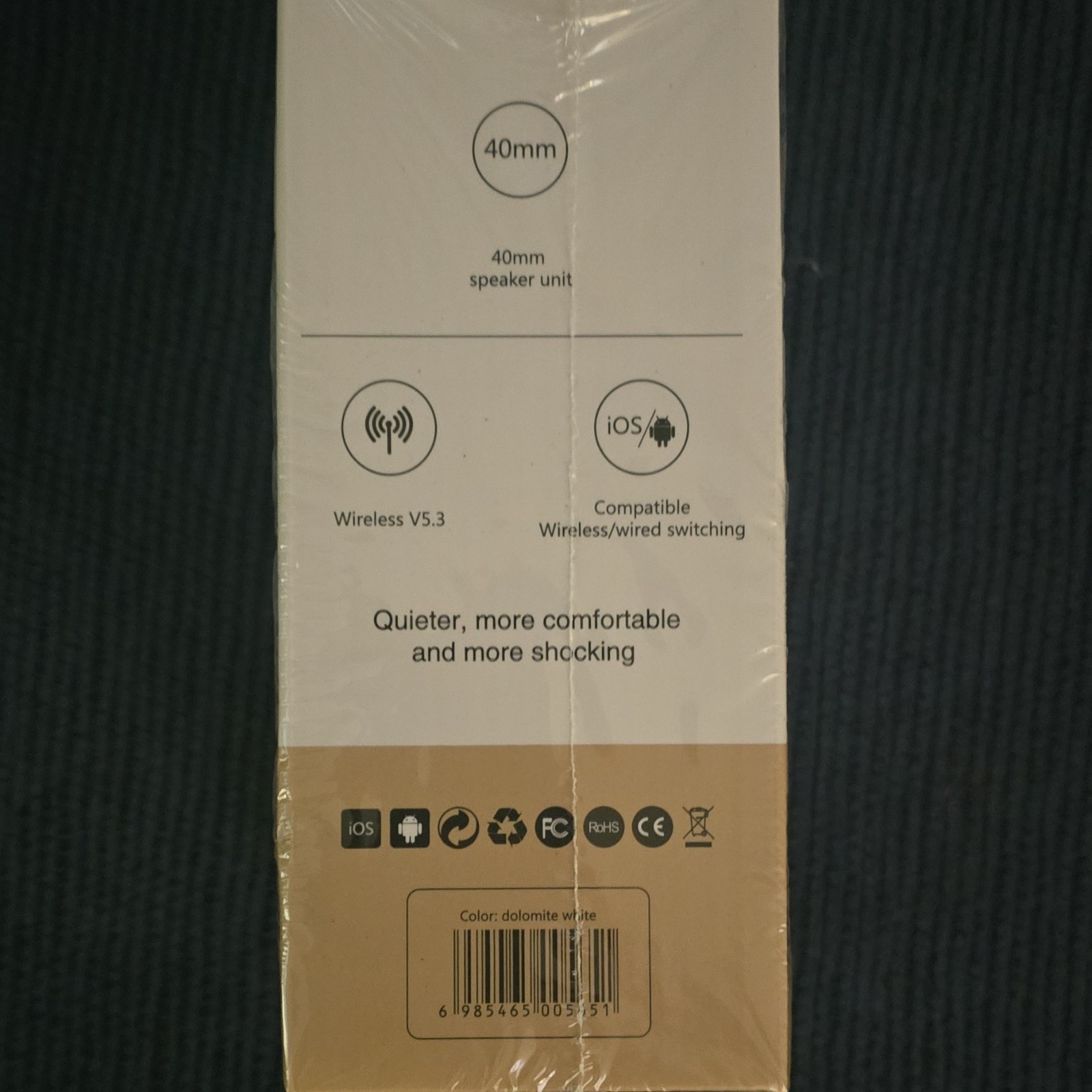 DR-58 v5.3 True Wireless Stereo Headband Headset, 40mm Stereo, Dolomite White