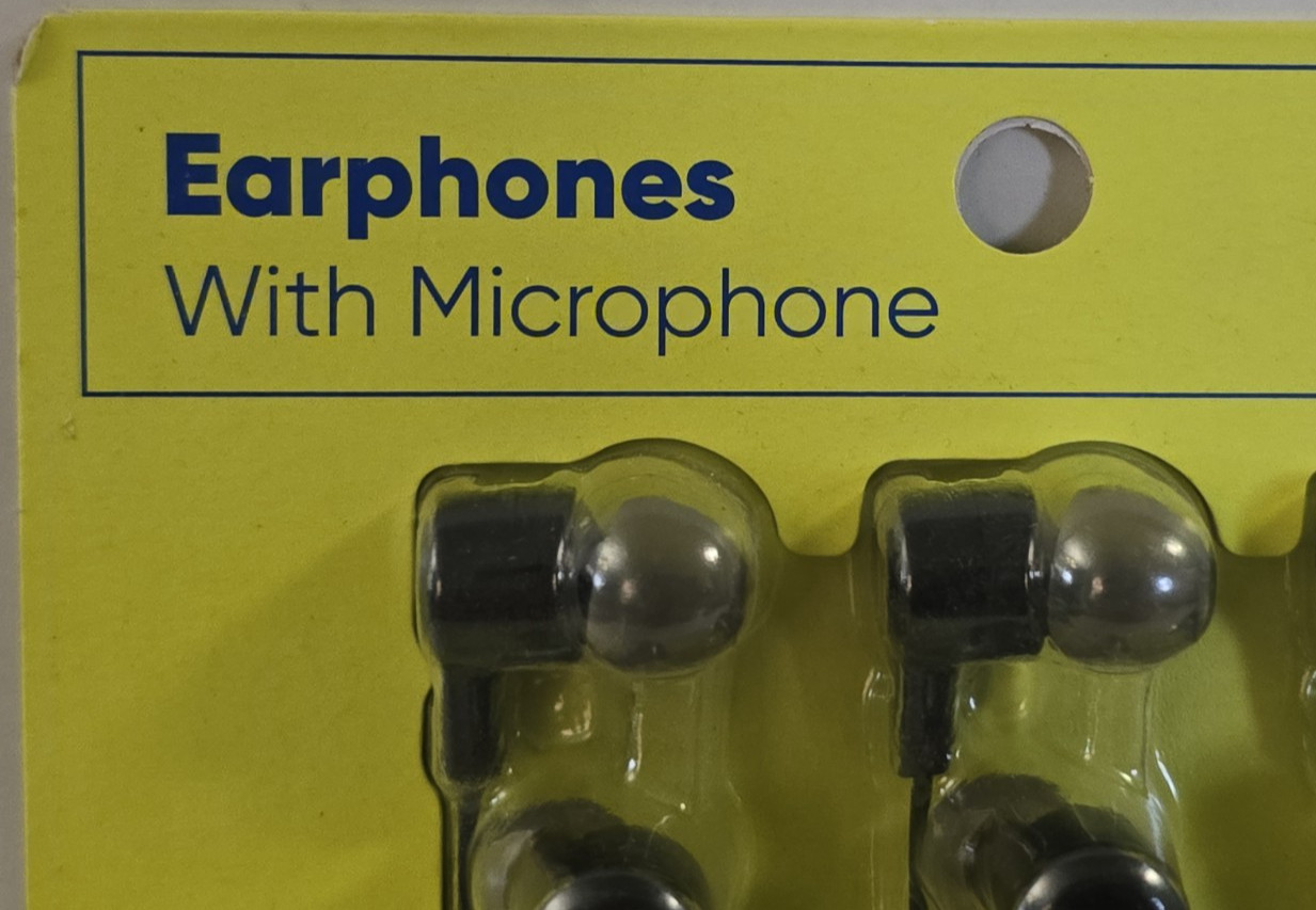 New onn 5-Pack Wired Earbuds, Black With Microphone
