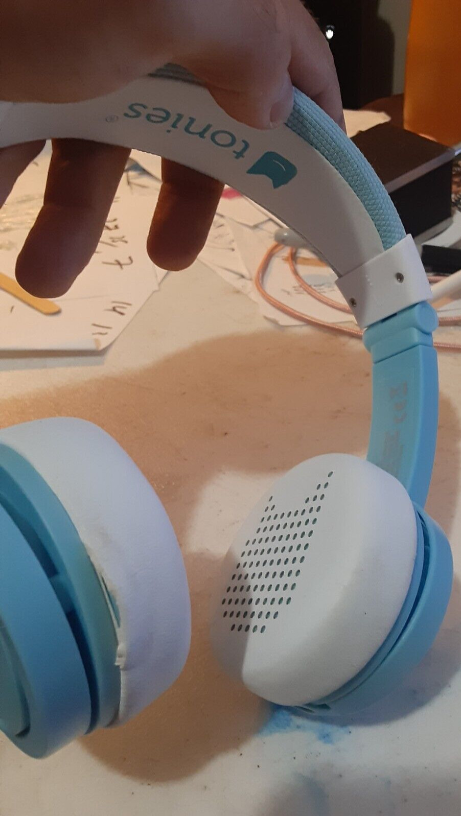 Tonies Foldable Wired Headphones for Kids -Light Blue # – no cables, minor wear