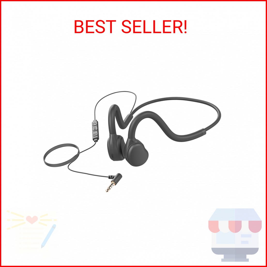GZCRDZ Air Conduction Open Ear Headphones,3.5MM Wired Headphones and Built-in Mi