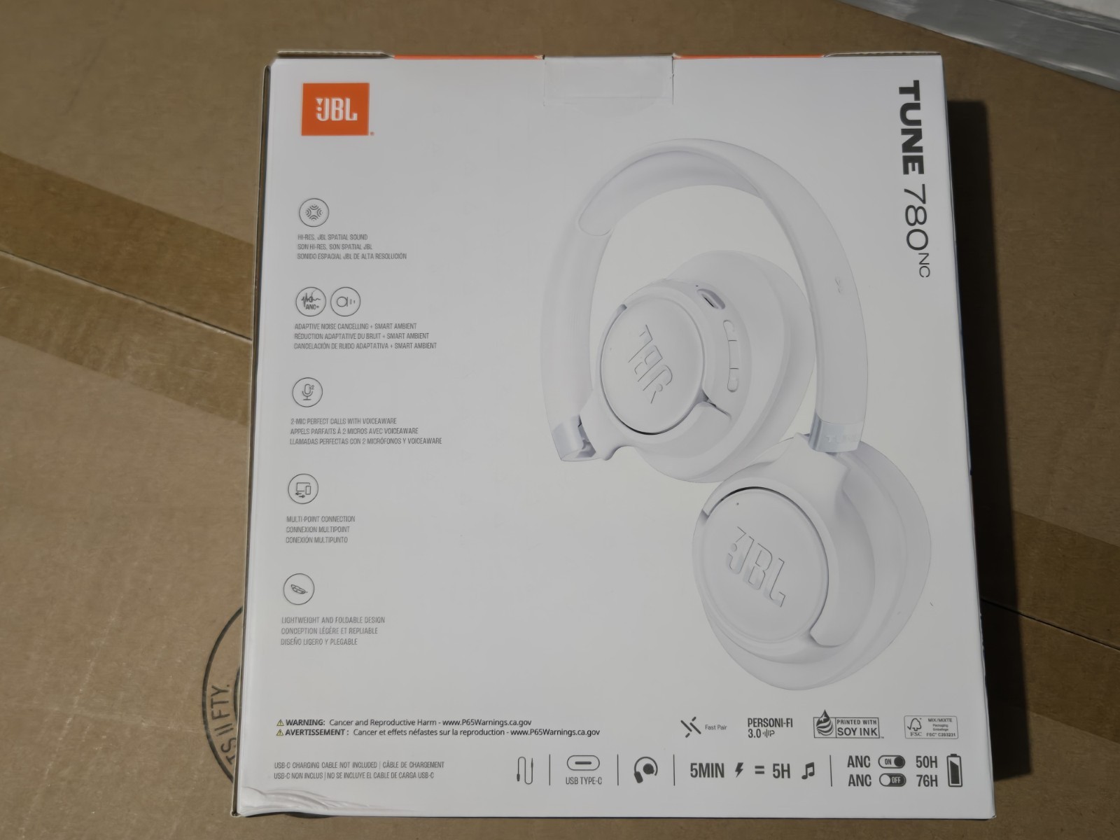 76 Hour JBL Tune 780NC Active Noise Cancelling Over Ear Bluetooth Headphone ANC