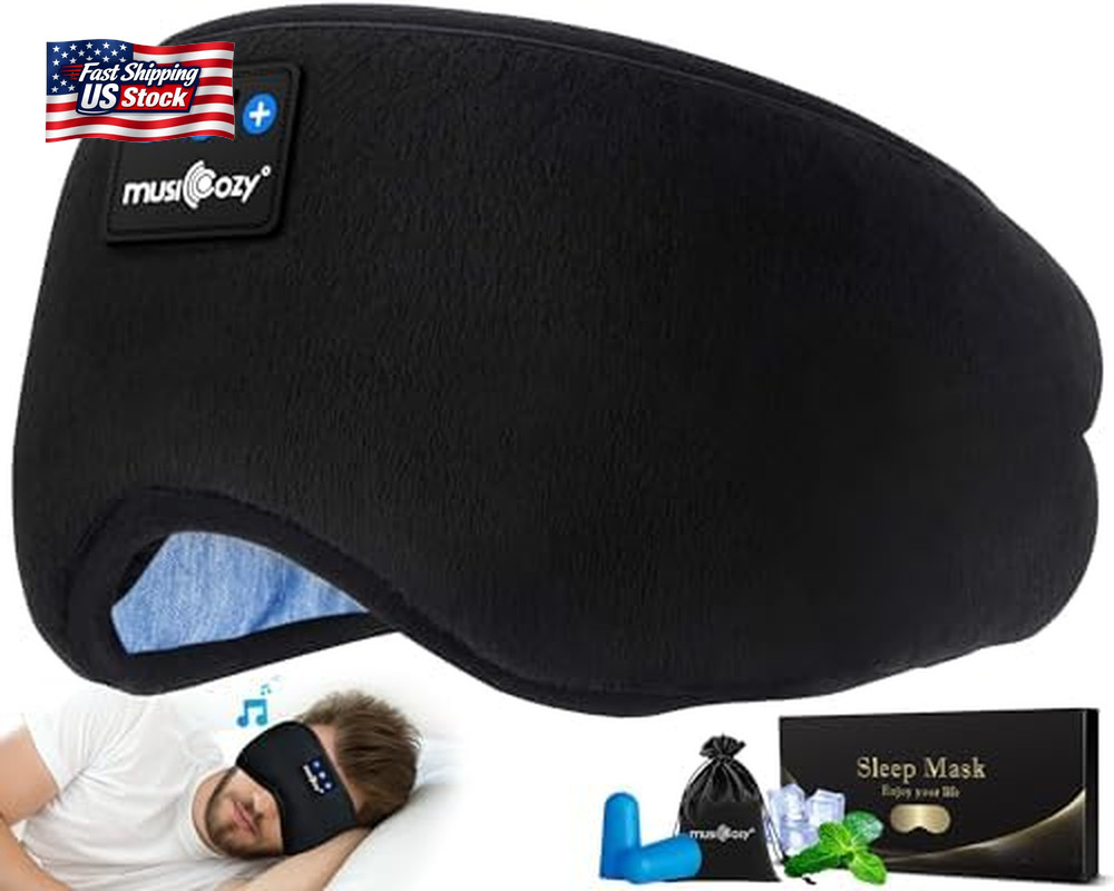 MUSICOZY Sleep Headphones Bluetooth 5.2 Headband Sleeping Headphones Sleep Mask,