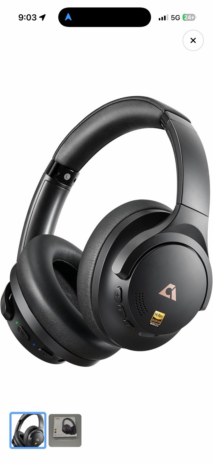 1Mii Y8+ Noise Cancelling Headphones Bluetooth 6.0, Wireless LDAC Hi-Res Audio,