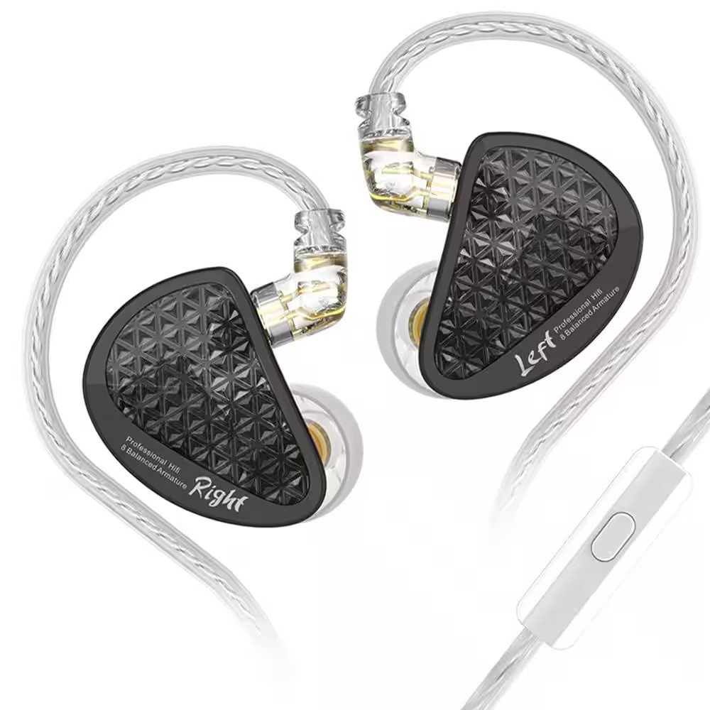 Hifi IEM PRO Black Wired Sound Isolation Earbud and In-Ear Earbuds with 2 Pin De