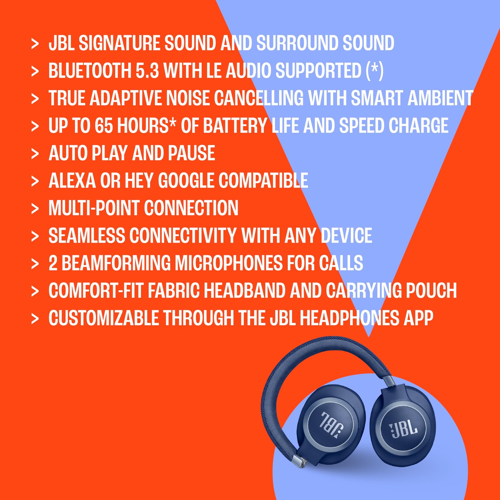 JBL Live 770NC – Wireless Over-Ear Headphones with True Noise Cancelling (White)