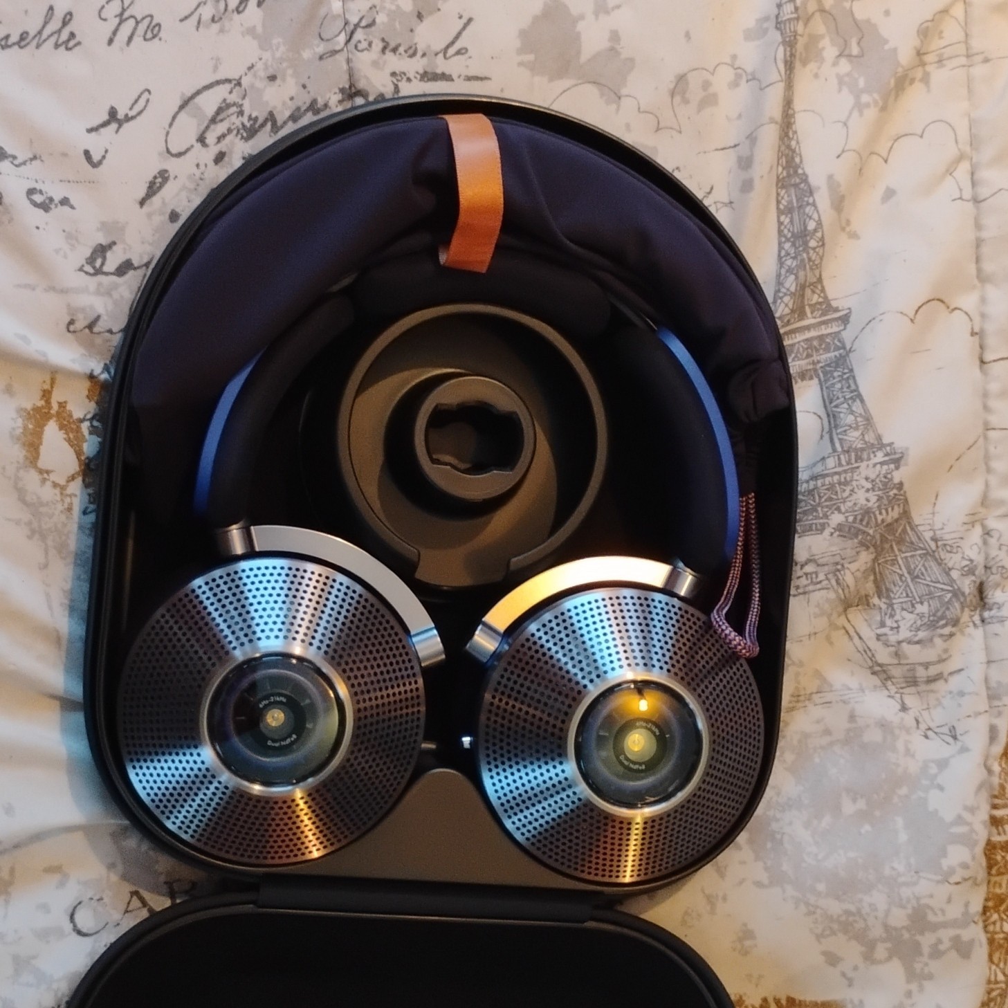 Dyson Zone Headband Ear-Cup Headphones Silver/Blue Double Earpieces