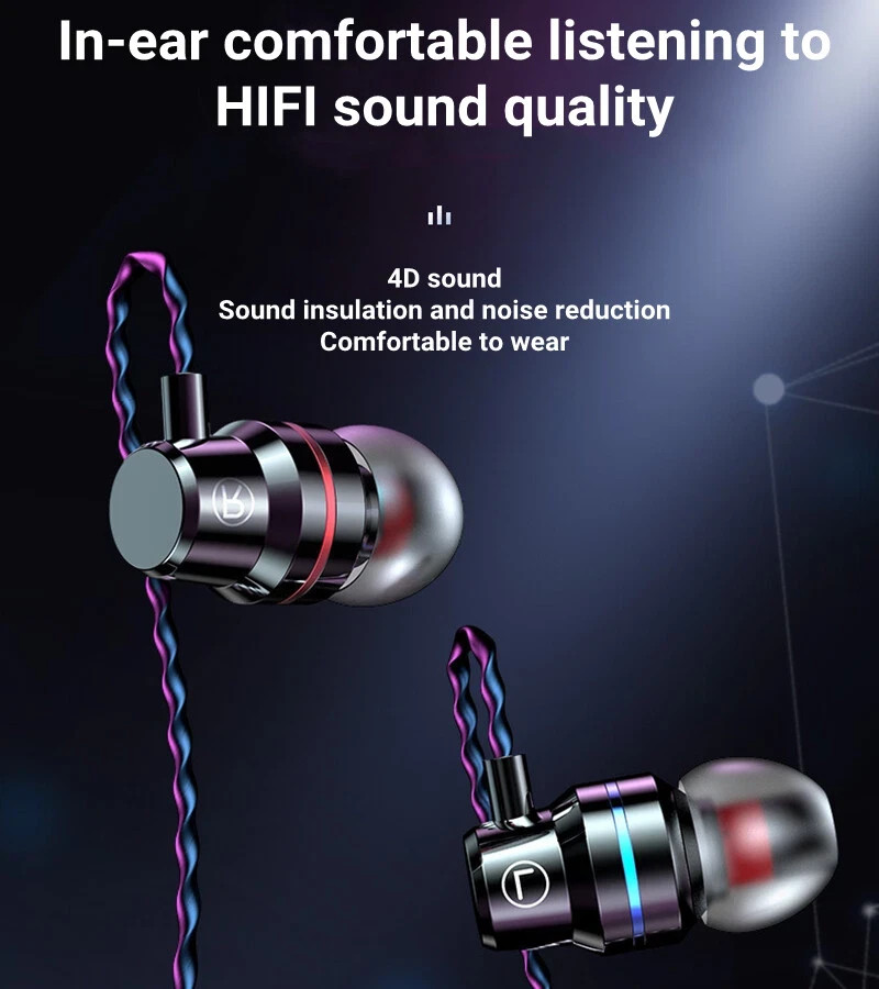 HIFI Bass Stereo Wired Earbuds Headset In-Ear Earphone Headphone MIC 3.5mm