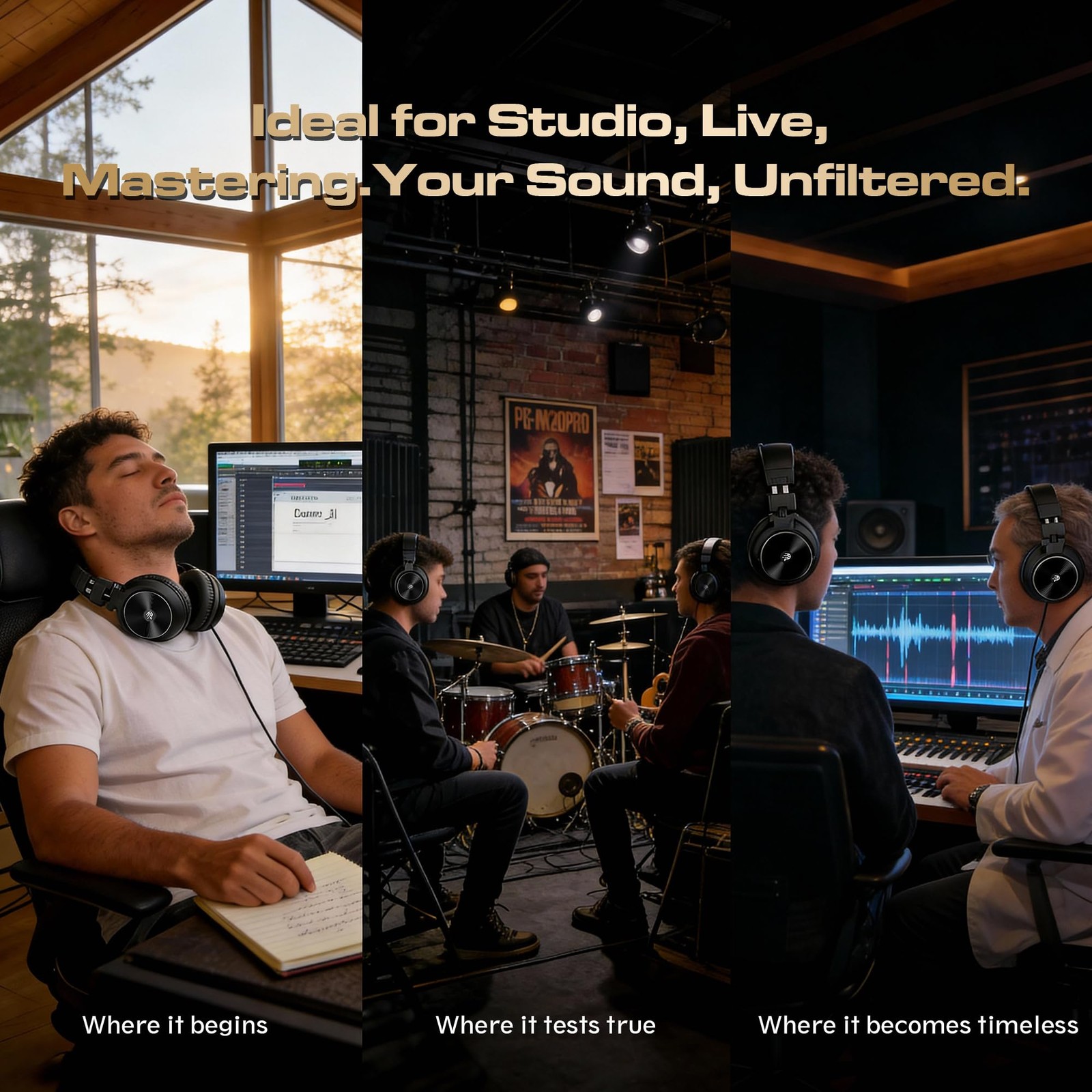PUPGSIS Wired Over Ear Headphones: Studio Monitor Headphones – Professional 5…