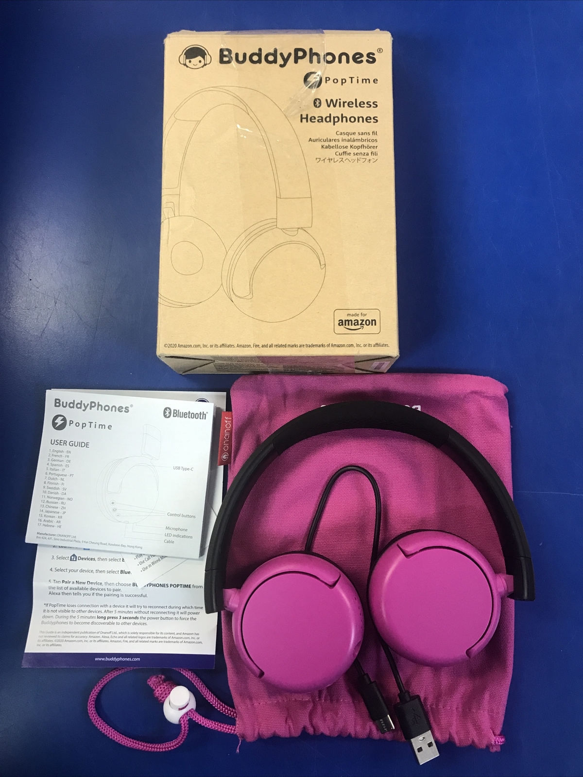 BuddyPhones Pink/Black, Pop Time, Bluetooth Wireless Headphones
