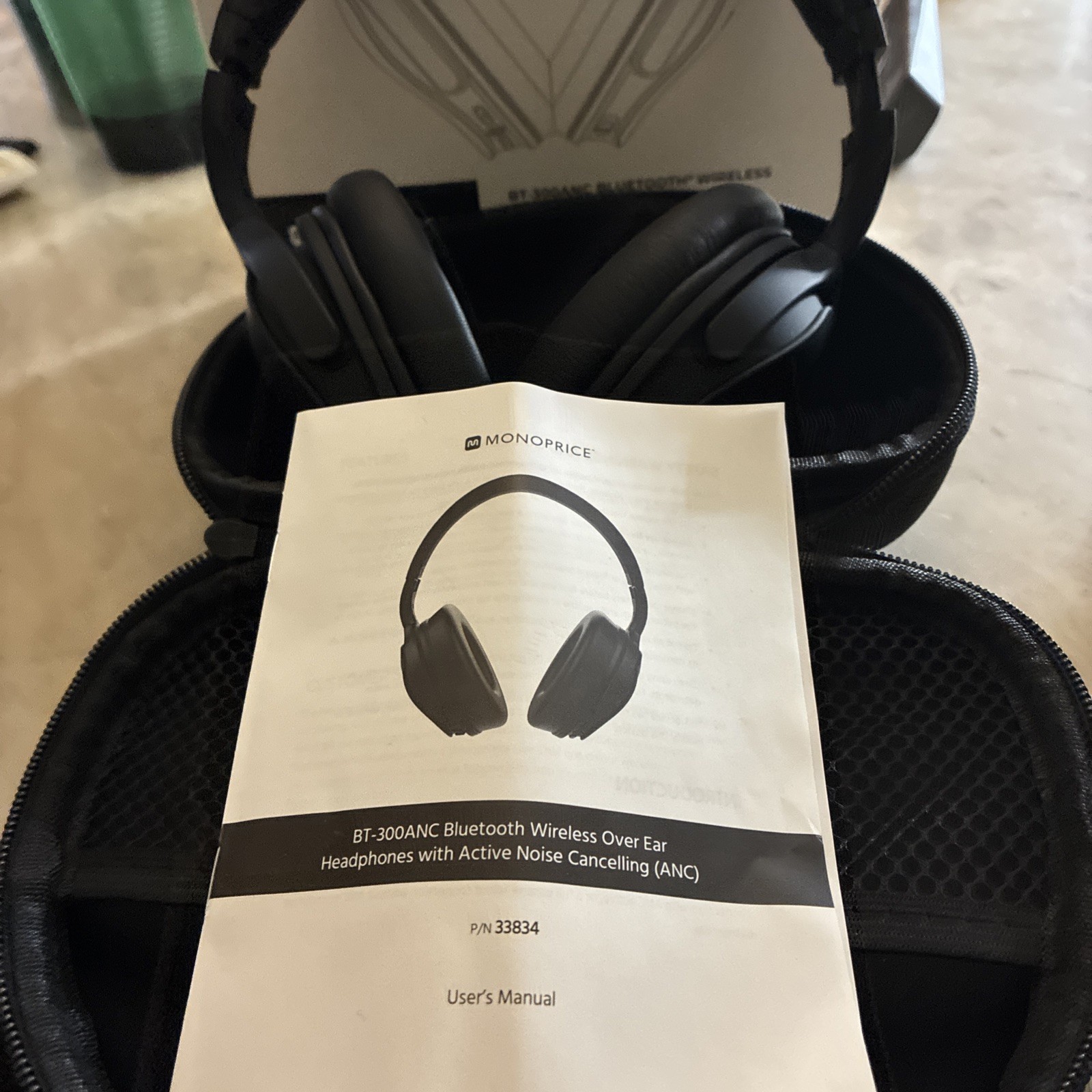 Monoprice Bluetooth Wireless Over Ear Headphones With Active Noise Cancellation