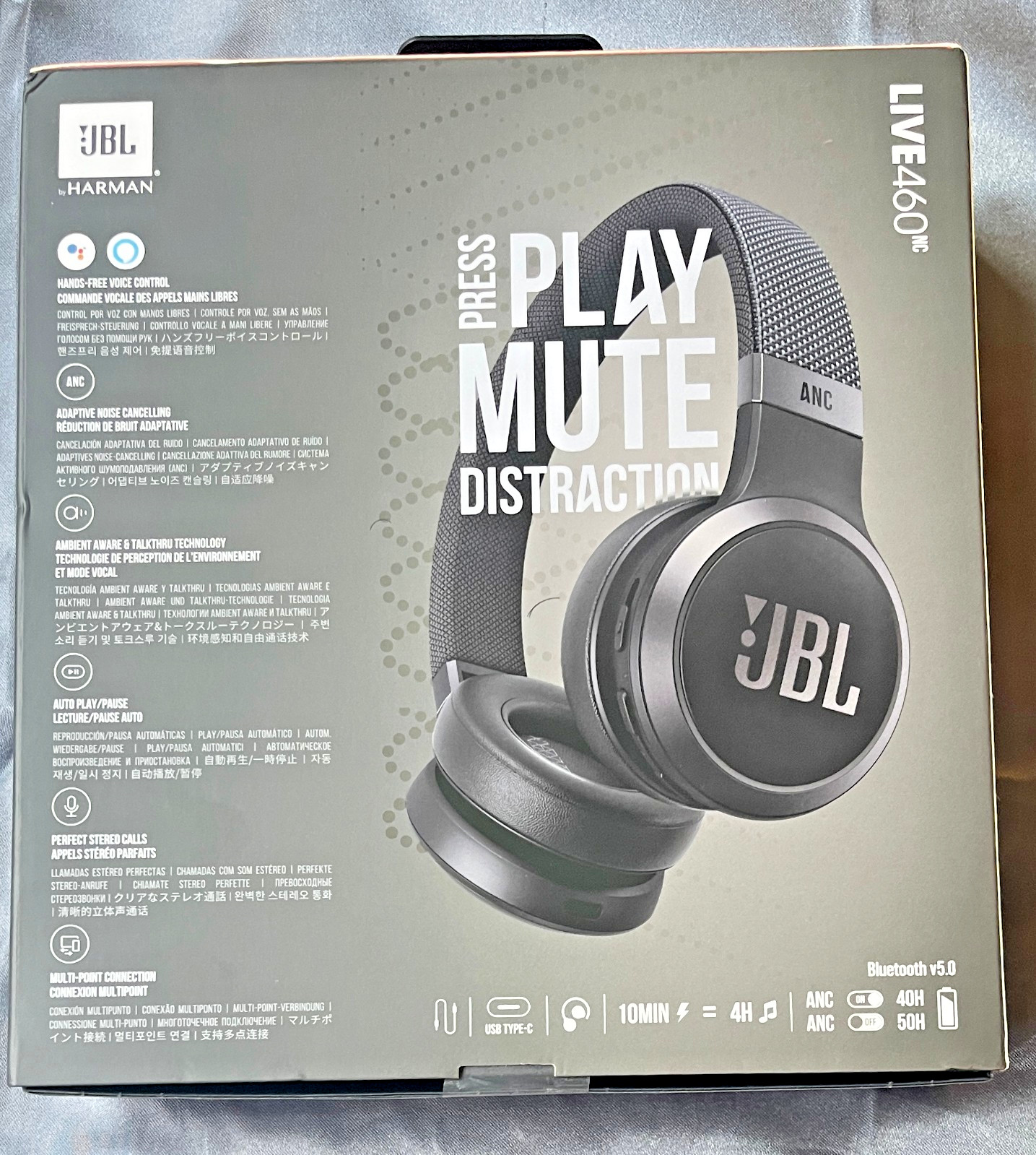 JBL Live 460NC Wireless On-Ear Noise-Cancelling Headphones- Black – NEW & SEALED