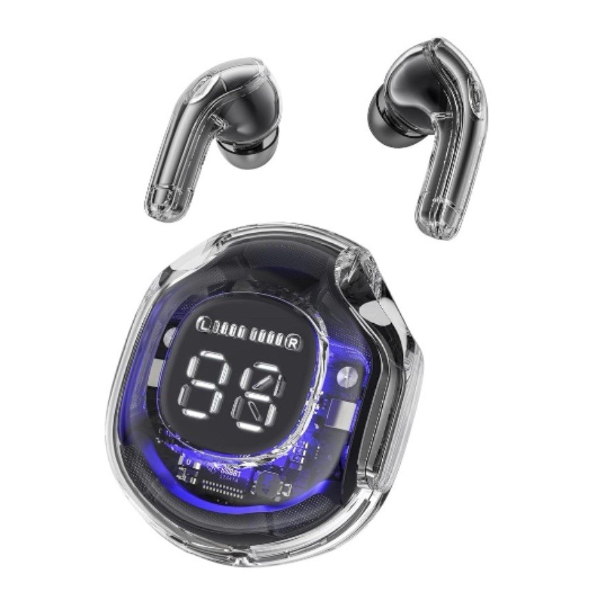 Acelloiries GemstonePro LED Digital Display Earbuds 20 Hours of Playtime Black