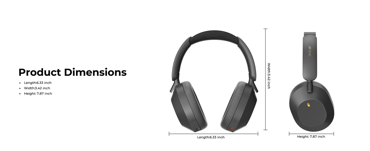 iKF-Solo Wireless Headphones Bluetooth 5.3 Active Noise Cancelling Smart App Con
