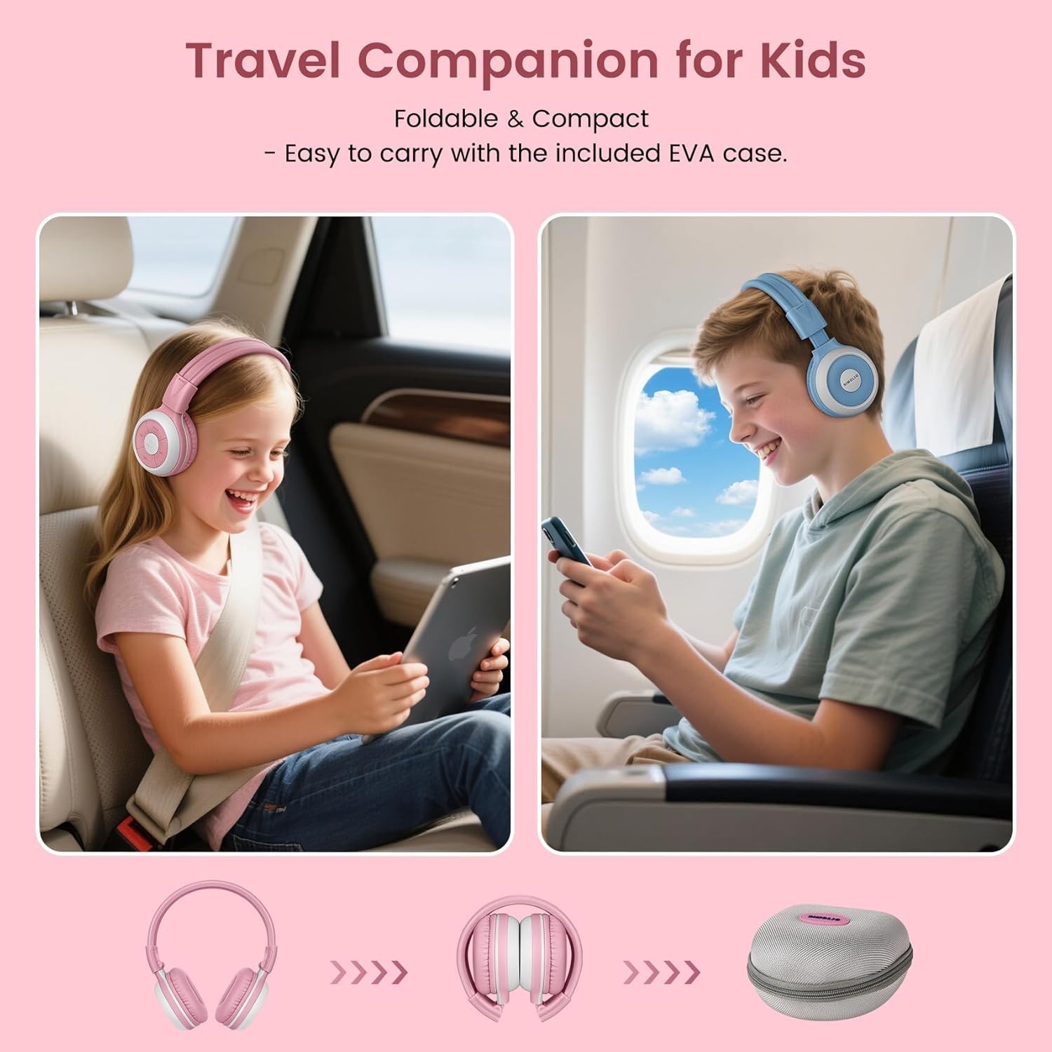 SIMOLIO AuraCast Kids Headphones,Compatible with Any Single Bluetooth devices