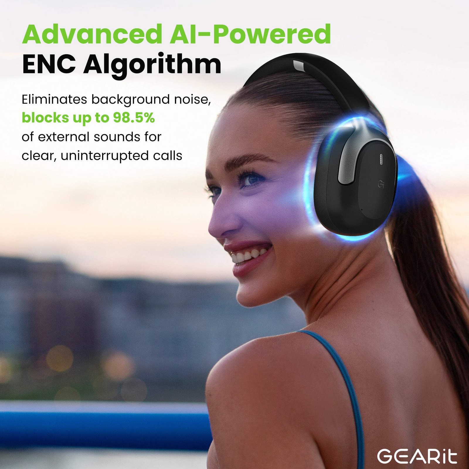 GEARit Over-Ear Bluetooth Headphones Hybrid ANC Multipoint Spatial Audio