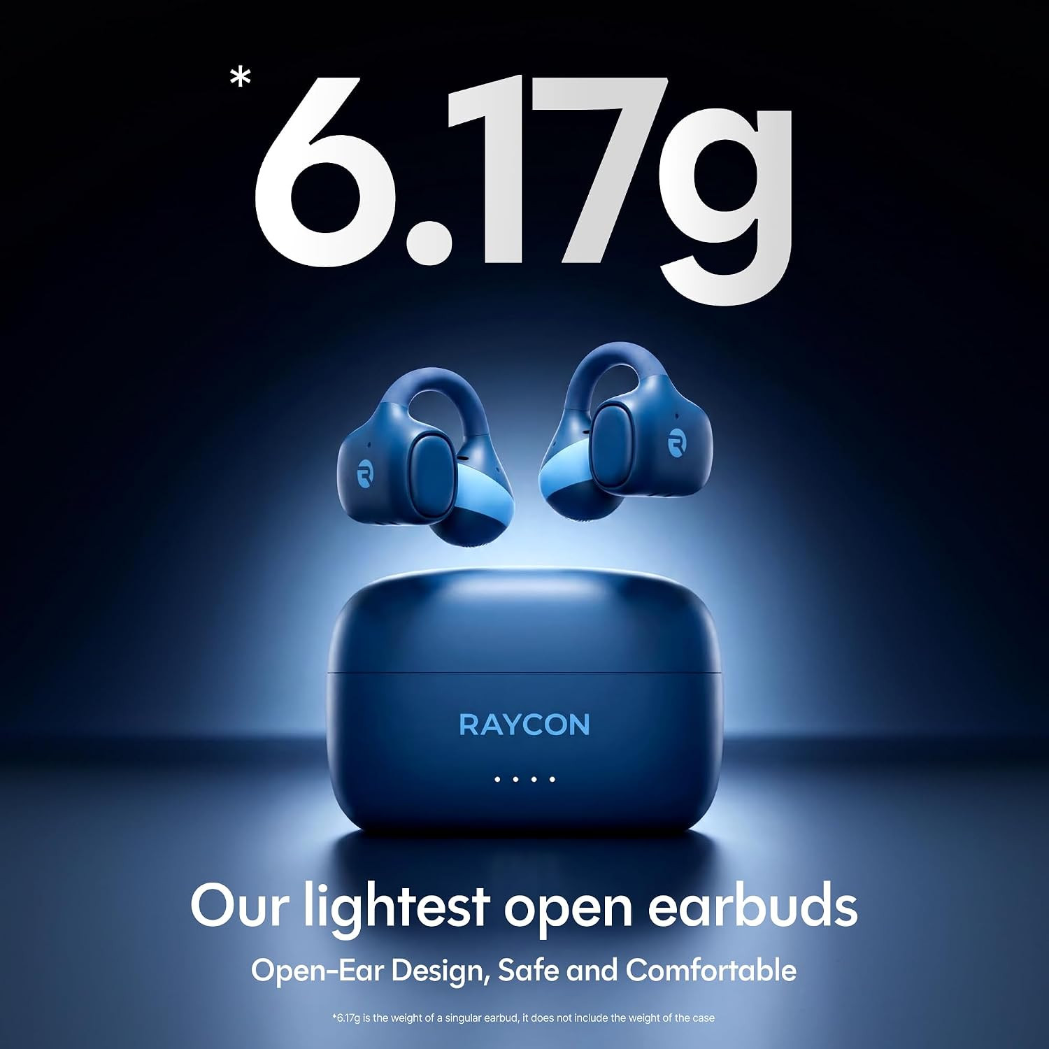 Everyday Clip on Earbuds – Open Ear Headphones, Lightweight Wireless Earbuds Blu