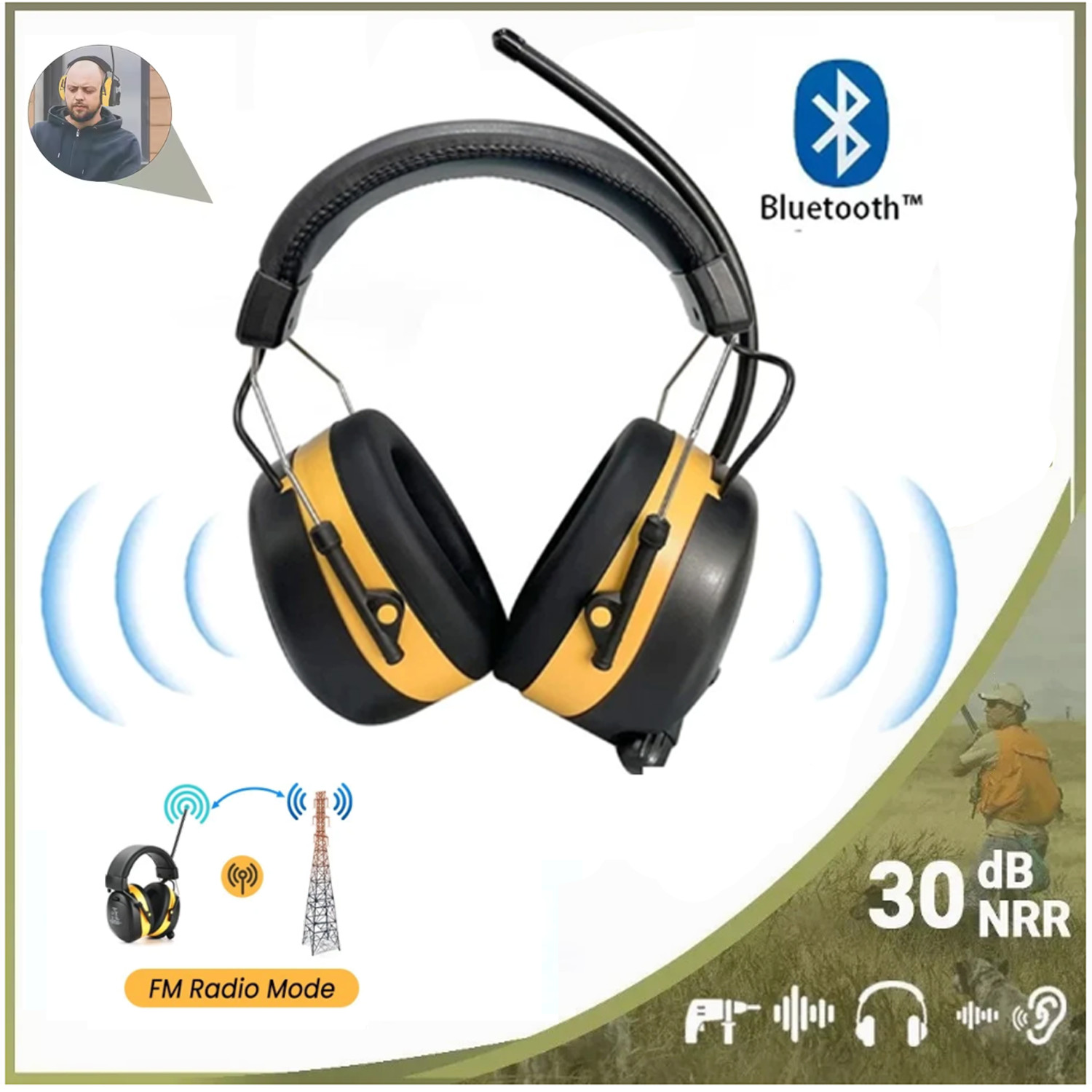 Electronic Digital FM Radio Bluetooth Headphones Ear Protection Safety Ear Muffs