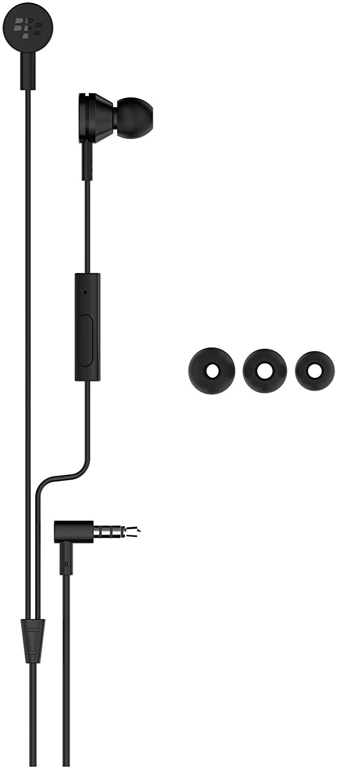 BlackBerry Earbuds WS-510 HDW-61938-001 Black Wired 3.5mm Right Angle Jack NEW