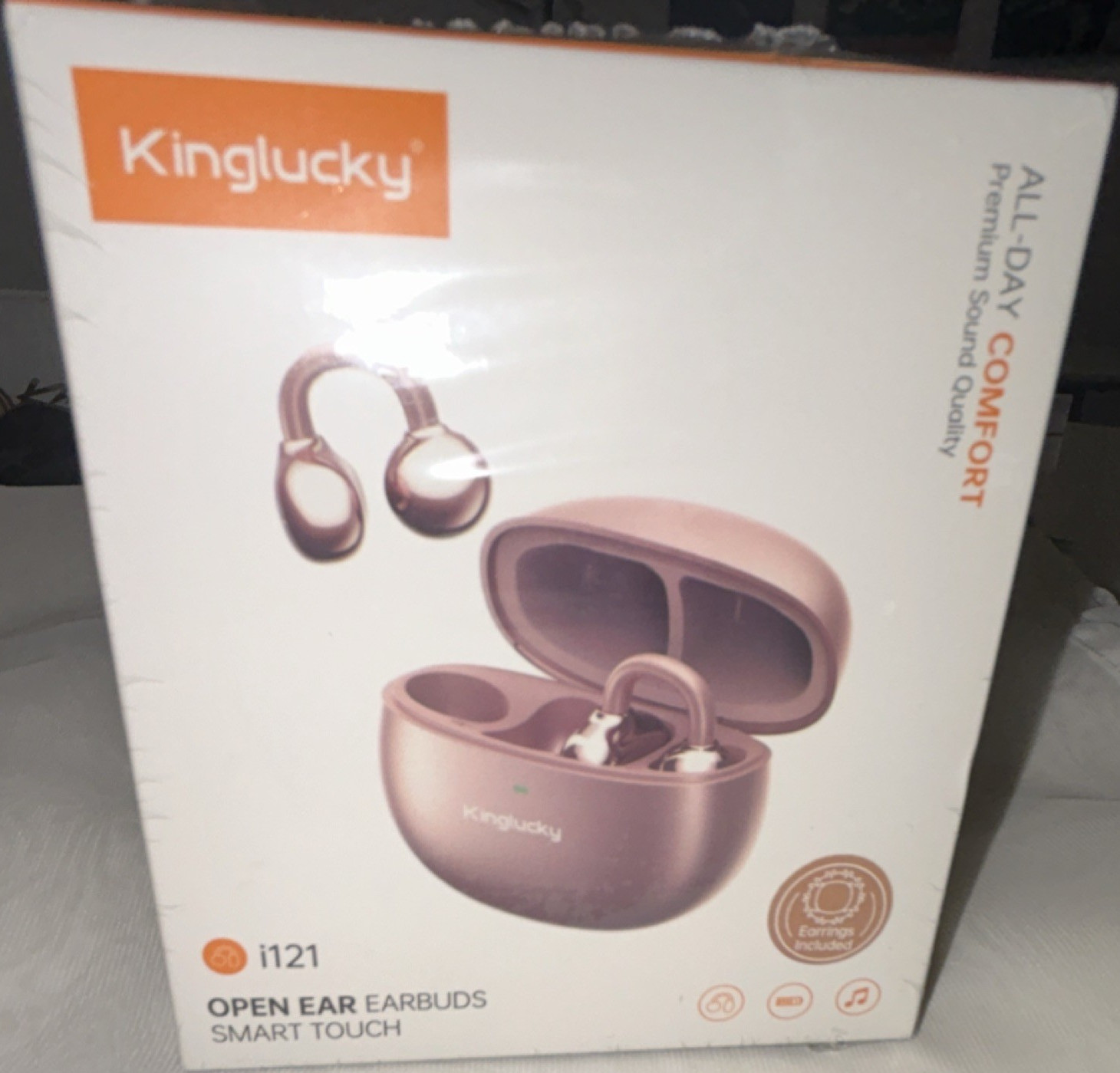 Kinglucky i121 Open Ear Ear-Hook Bluetooth Earbuds Stereo Smart Touch Pink