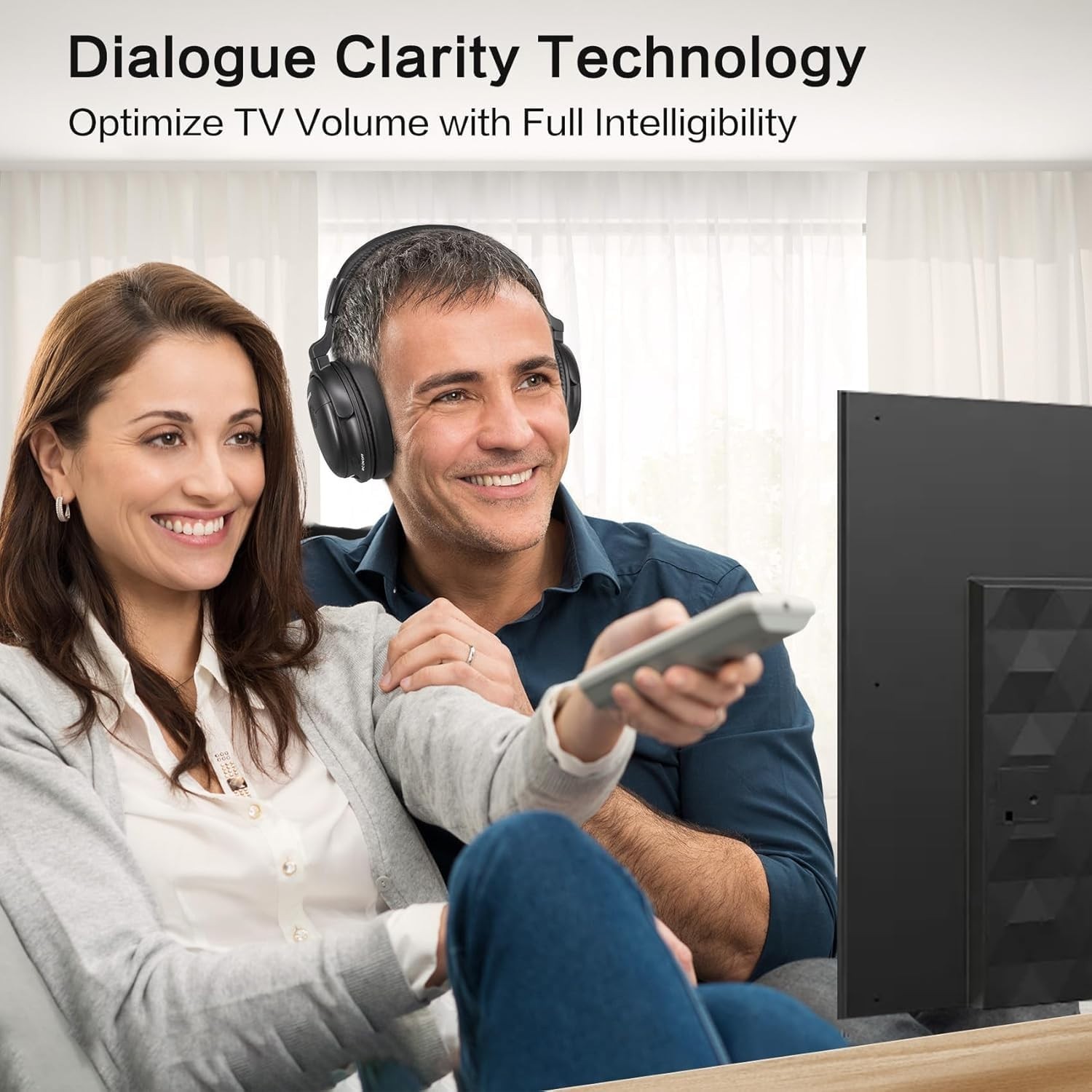 SIMOLIO Wireless TV Headphones 2.4G with Transmitter Charging Dock, Clear Dialog