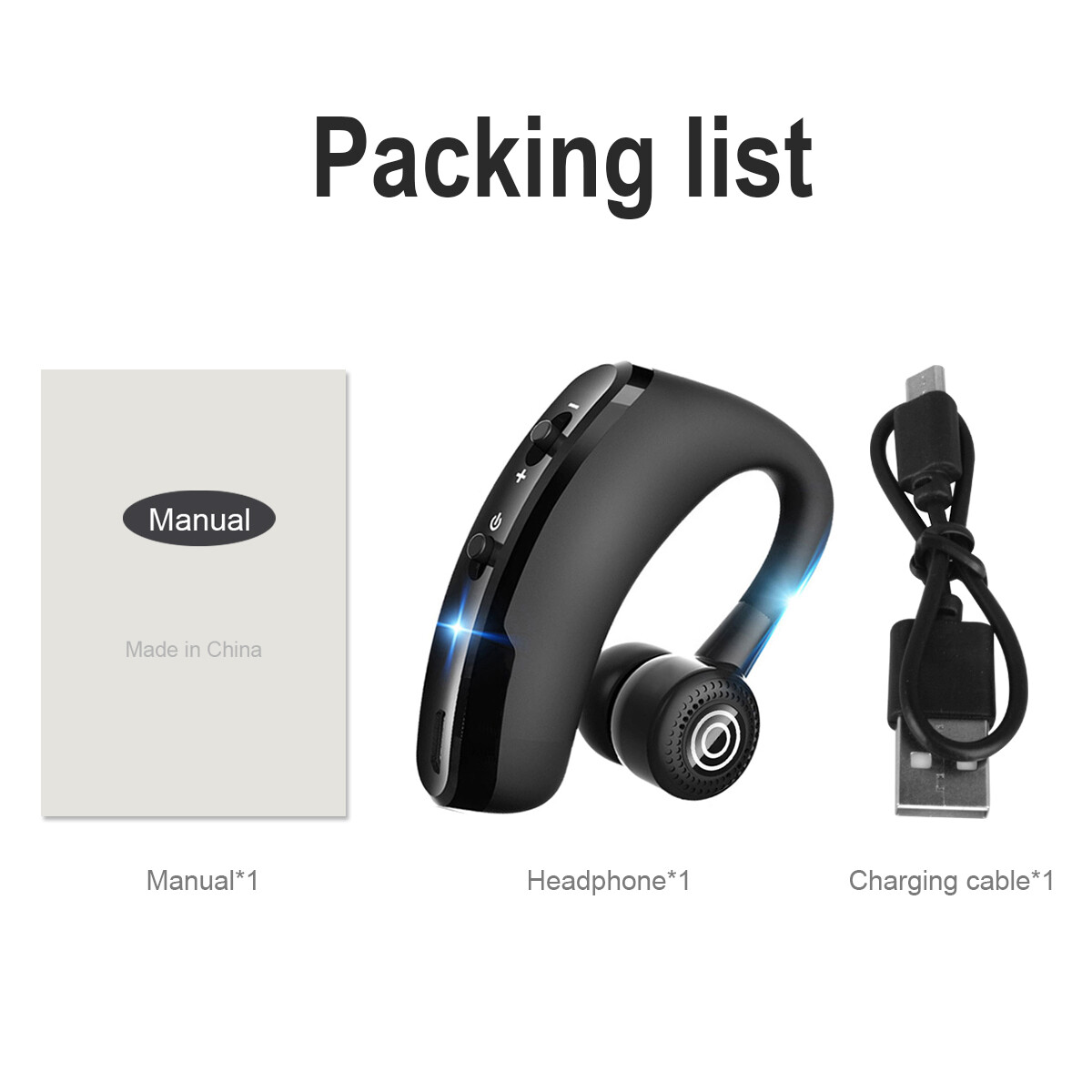 Wireless Bluetooth 5.2 Earpiece Driving Trucker Headset Earbuds Noise Cancelling