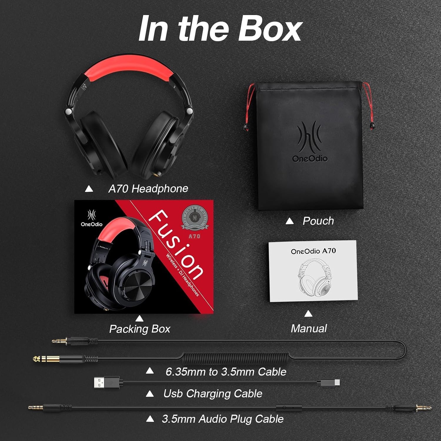 OneOdio A70 Wireless Bluetooth 5.2/Over-Ear Headphones/Hi-Res Stereo/72HPlaytime