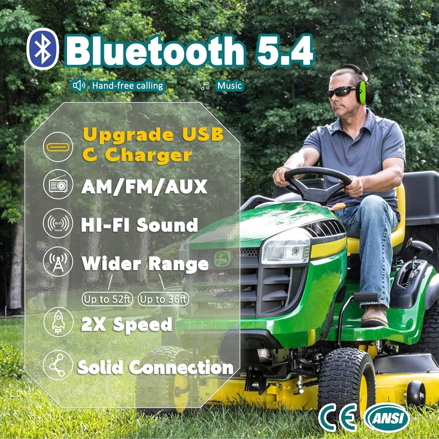 033 AM FM Bluetooth 5.4 Radio Headphones – USB C Rechargeable 2000mAh Battery…