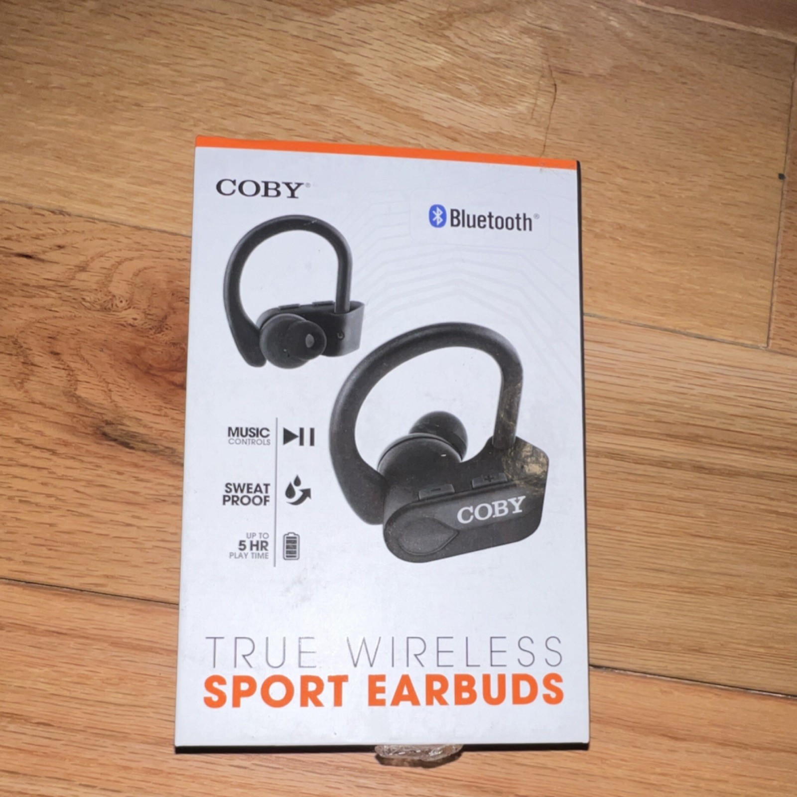 Coby True Wireless Sport Earbuds Bluetooth 5.0 Sweat-Proof Ear-Hook Black