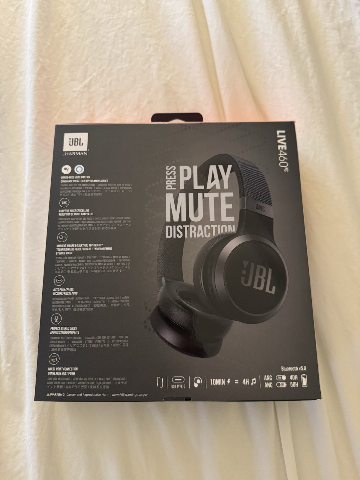 BRAND NEW JBL Live 460NC Wireless On-Ear Noise-Cancelling Headphones – Black