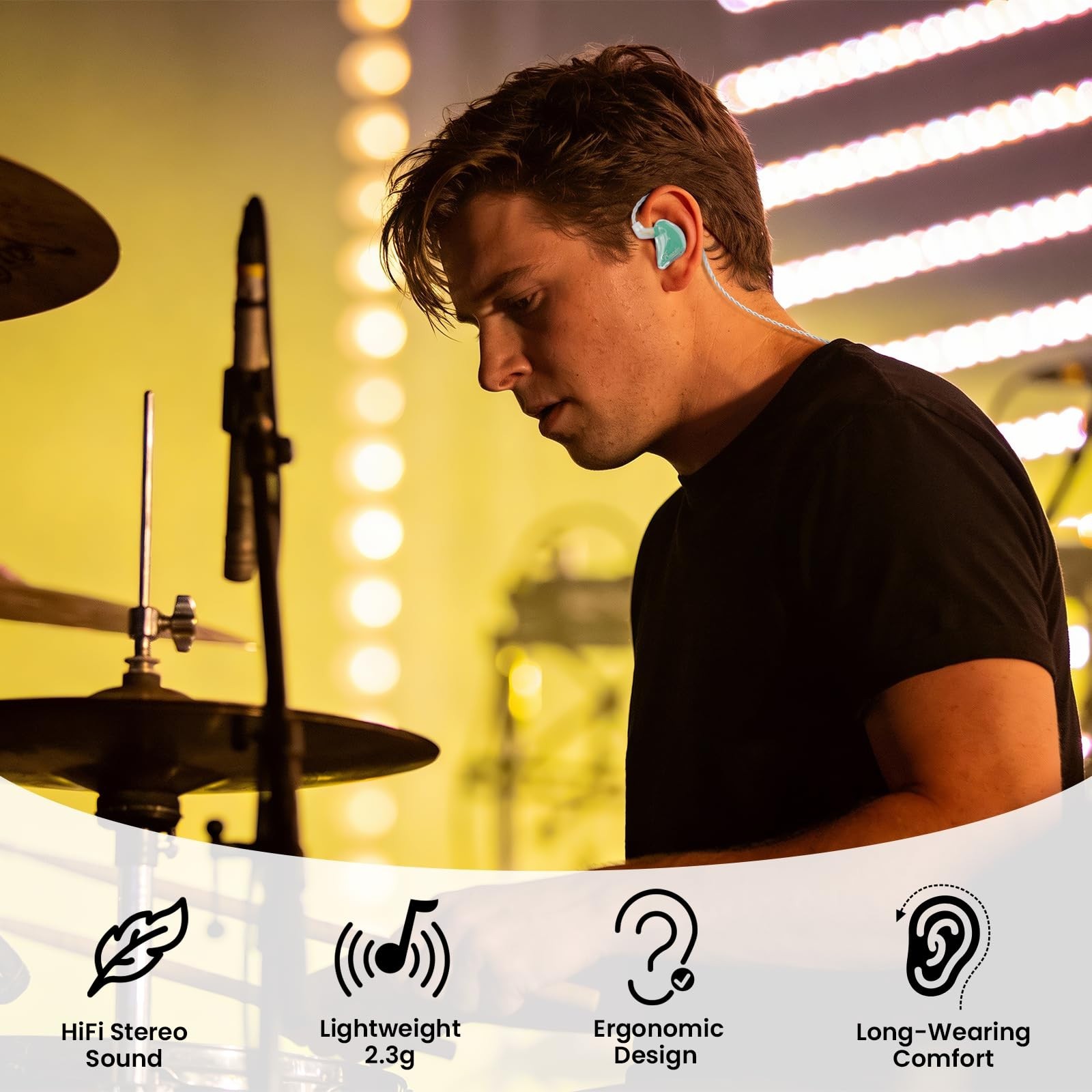 Triple Driver In-Ear Monitor Headphones, HiFi Stereo Earbuds, Noise Isolation, P