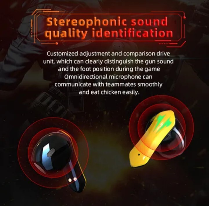 TWS Gaming & Music Earbuds BT 5.2/X16S Waterproof/Wireless Charging/Yellow