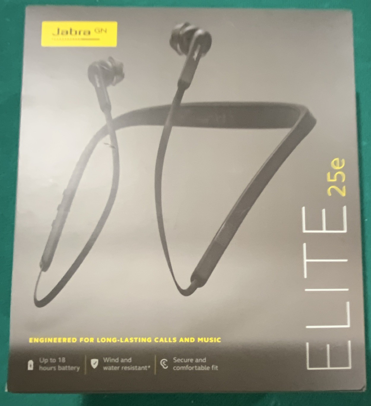 Jabra Elite 25e Neckband Bluetooth Headphones, Black, Wind & Water Resistant, 1…