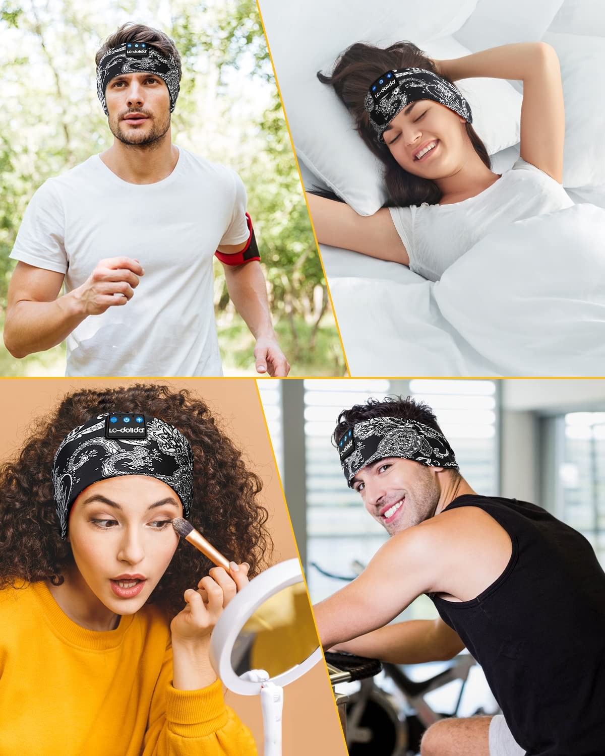 LC-dolida Sleep Headphones Bluetooth Music 1 Count (Pack of 1), Boho Black
